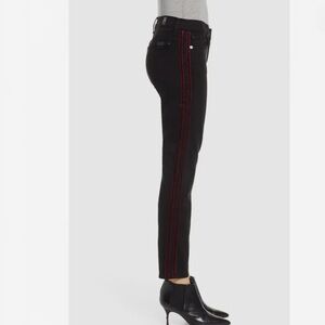 7 FAMK Black High Waist Skinny Ankle Jeans Red Velvet Piping On Sides Sz 27 Y2K